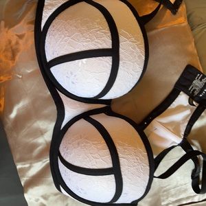 Sexy white lace with black accent bra